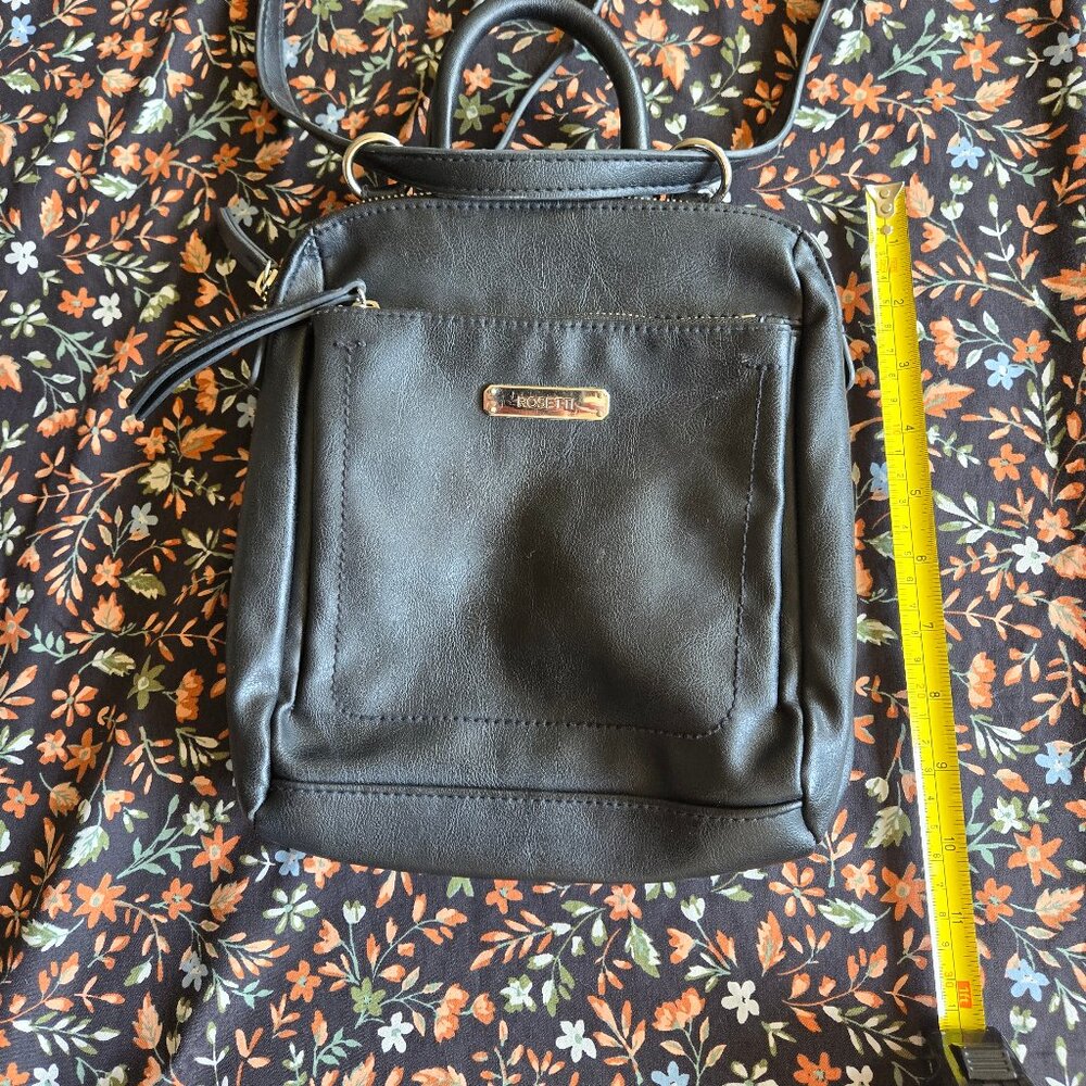 Rosetti black leather bacpack, small.
